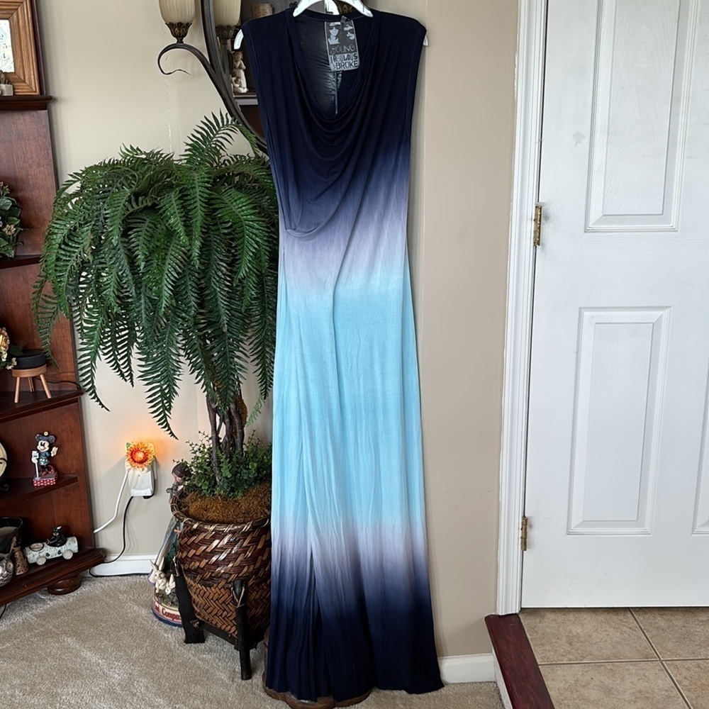 Young, Fabulous & Broke Yoka Maxi Dress in Navy Double Ombre Revolve Sleeveless